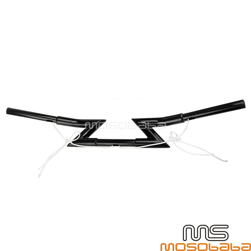Harley Honda 1 Inch Black Motorcycle Z Bar Handlebar 6.5" Pullback