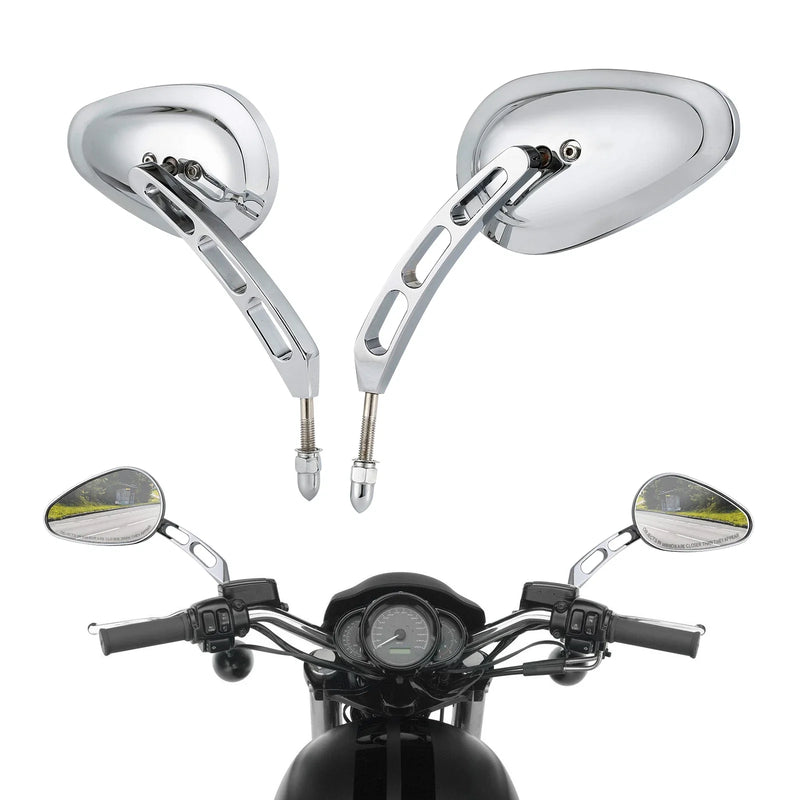Harley Touring Sportster 883 1200 Dyna 8mm Chrome Rearview Mirrors (2004-2023)