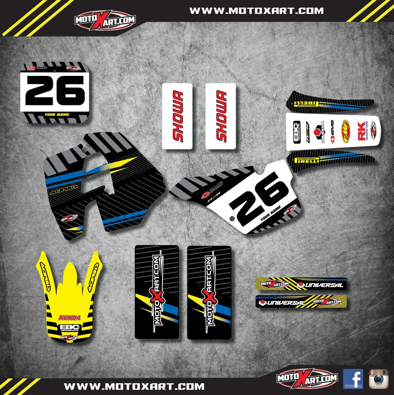 Suzuki RM 125 (1989-1992) - Factory Style Stickers Full Custom Graphic Kit