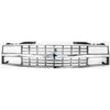 Grille For 1988-93 Chevy C K 1500 Chrome Shell With Black