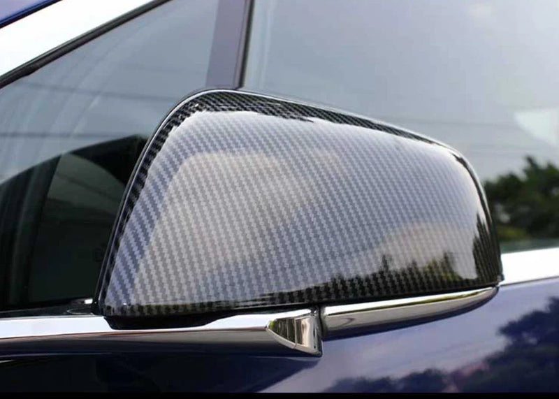 Tesla Model X (2017-2023) 2 x Carbon Fiber Rearview Mirror Lamp Cover Trim