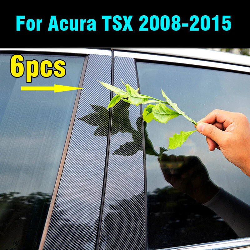 Acura TSX 6PCS Carbon Fiber Window Pillar Posts Door Trim Cover (2008–2015)