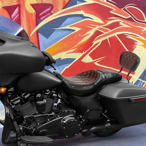 Harley Touring Brown Black Driver & Passenger Seat Backrest Pad (2009-2023)