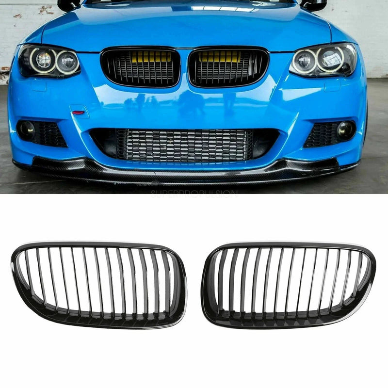 BMW E92 E93 328i 335i Coupe 2 x Front Kidney Grille Gloss Black (2011-2013)