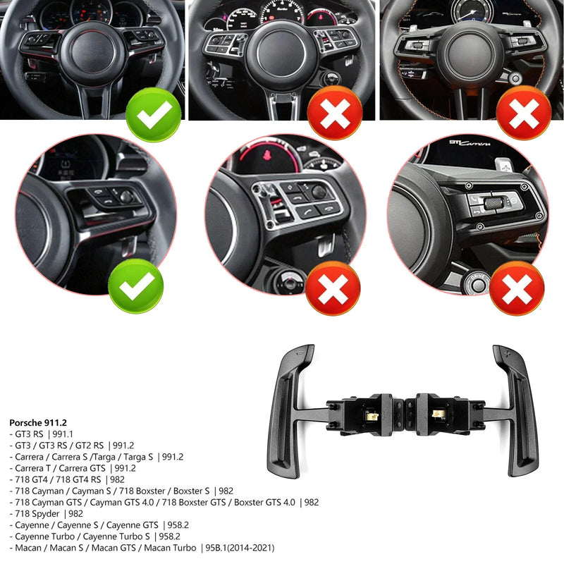 Porsche 718 GT4 / GT4RS (2020-2023) Black Green Steering Paddle Shifter