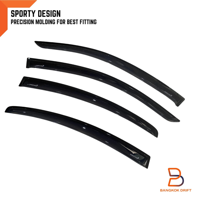 Mazda 3 BK Sedan Tinted Black Weather Shield Visor Rain Guard (2003-2009)