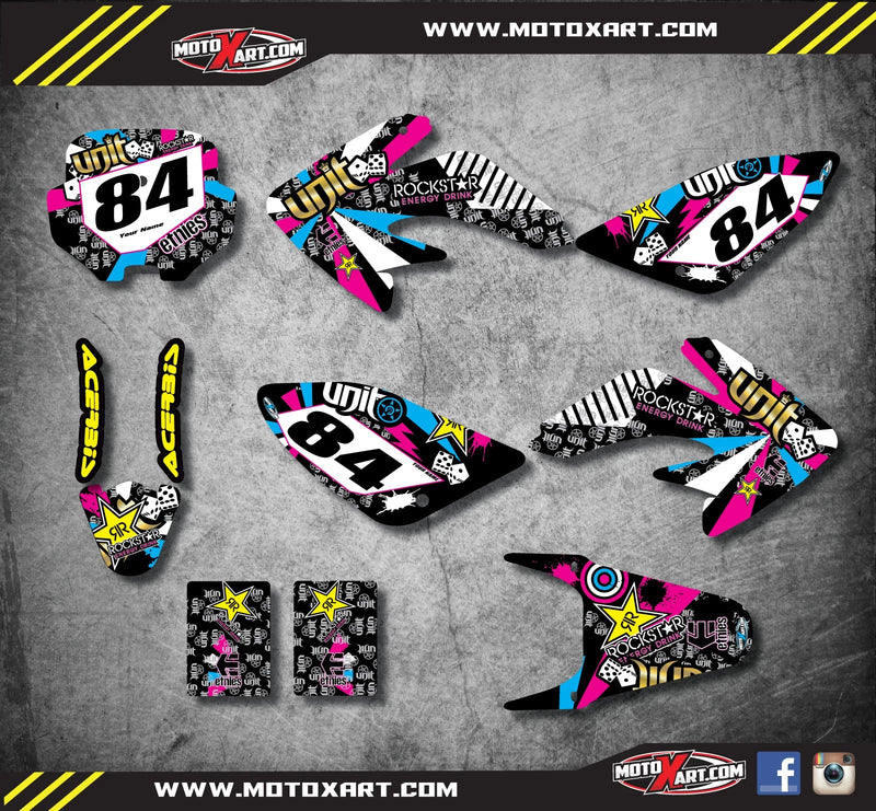 Honda CRF 80 (2003-2011) RUSH Style Stickers Custom Graphics Full Kit