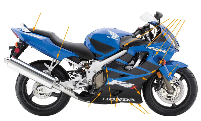 Honda CBR600F4i Carenado / y parabrisas tornillos (2001–2007)