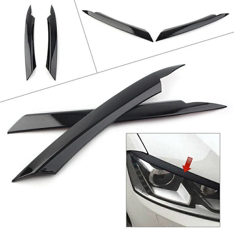 VW Passat B7 Glossy Black Headlight Lamp Cover Eyelid Trim (2010-2014)