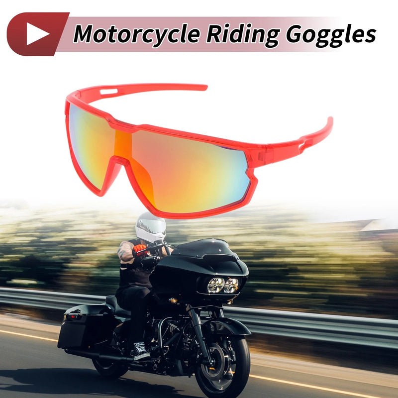 1 x Motorcycle Riding Goggles Red Lens Red Frame PC Cycling Sunglasses