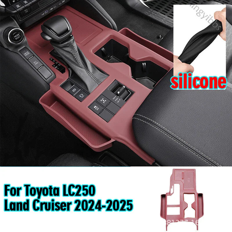 Toyota LC250 Land Cruiser Red Silicone Gear Shift Panel Decor Trim (2024–2025)