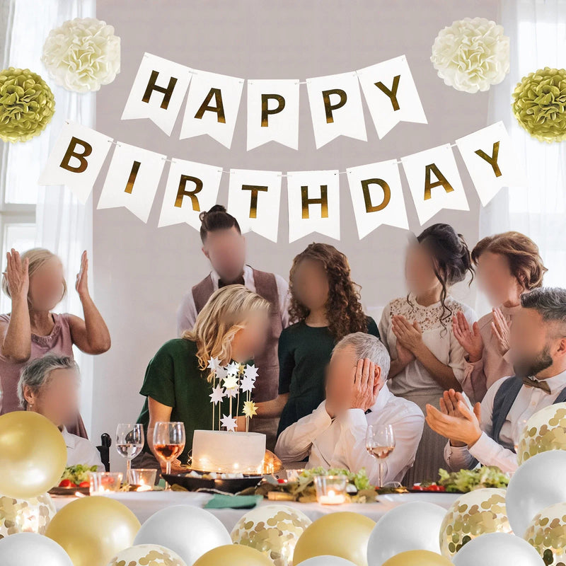 Birthday Wedding Party Decor Gold White Balloon Garland Arch Set