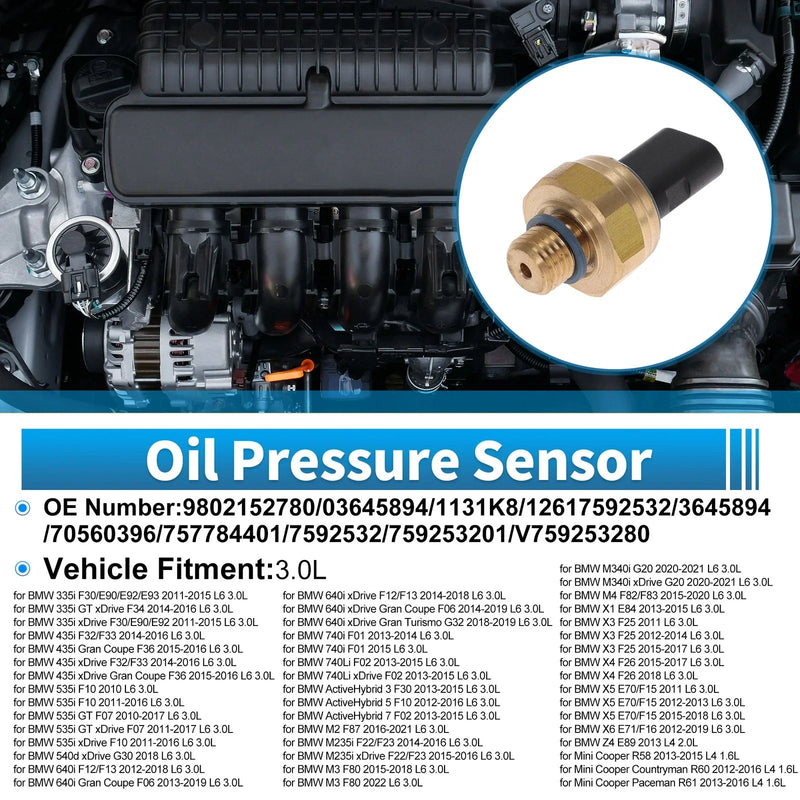 BMW 335i F30 / E90 / E92 / E93 Engine Oil Pressure Sensor 3.0L