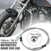 Motorcycle Silver Tone 100cm 39.37in 10mm Braided Brake Clutch Oil Hoses