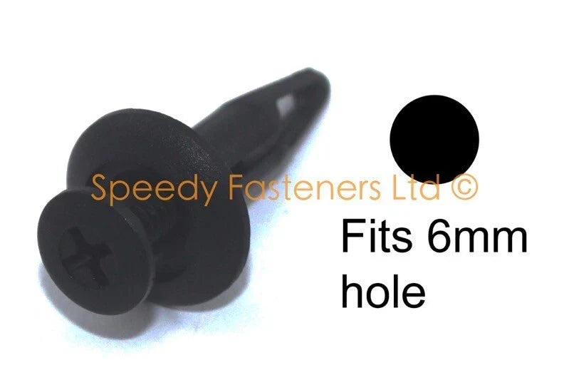 25 x 6mm M6 Plastic Push Screw Rivet Scrivet Fairing Panel Fixings Clips