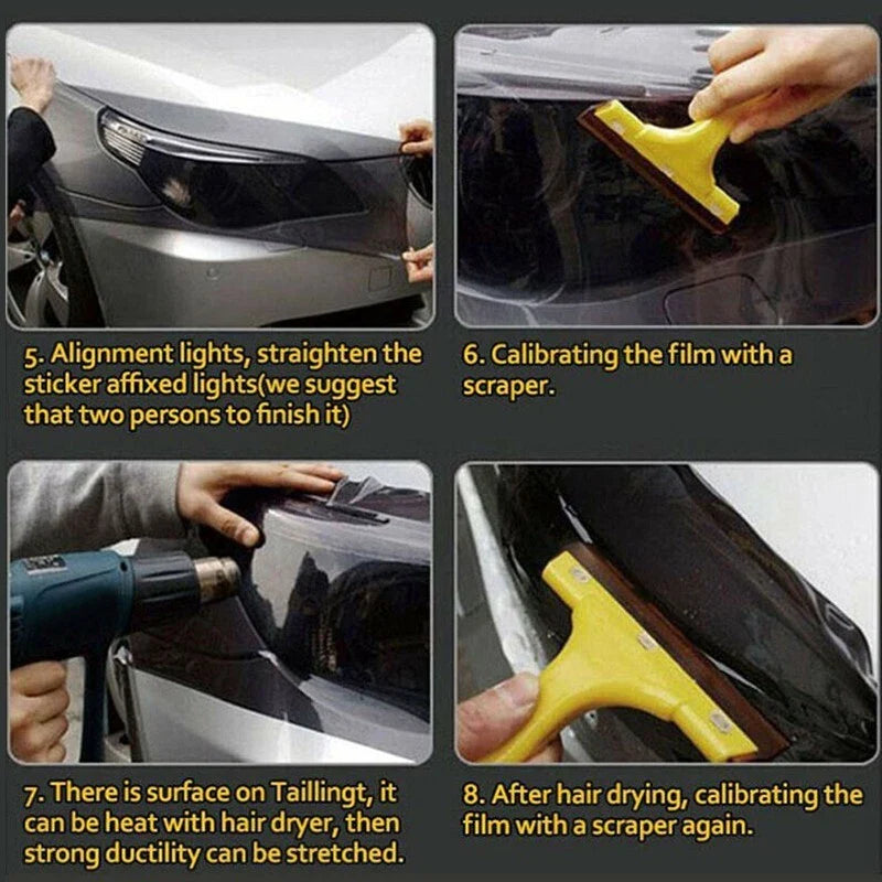 Vinyl Headlight Lamp Protector Film Sticker Anti-Scratch Transparent Sheet Car