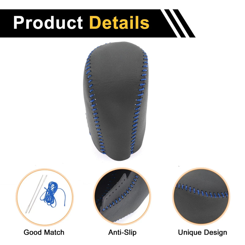 Honda Civic (2016-2021) Black Blue Faux Leather Car Gear Shift Knob Cover