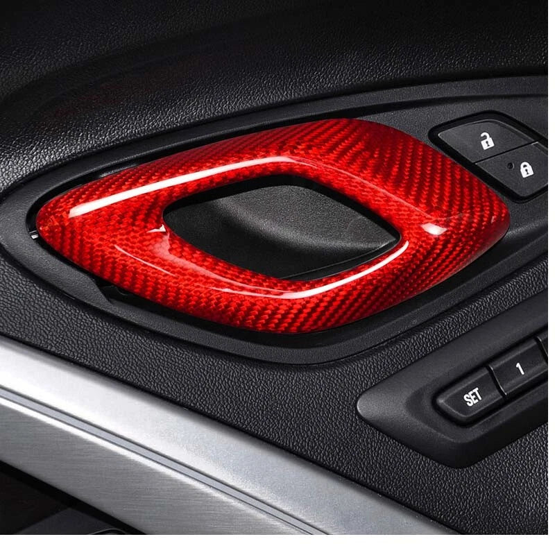 Chevrolet Camaro 2016+ Carbon Fiber Interior Door Knob Handle Cover Trim fit
