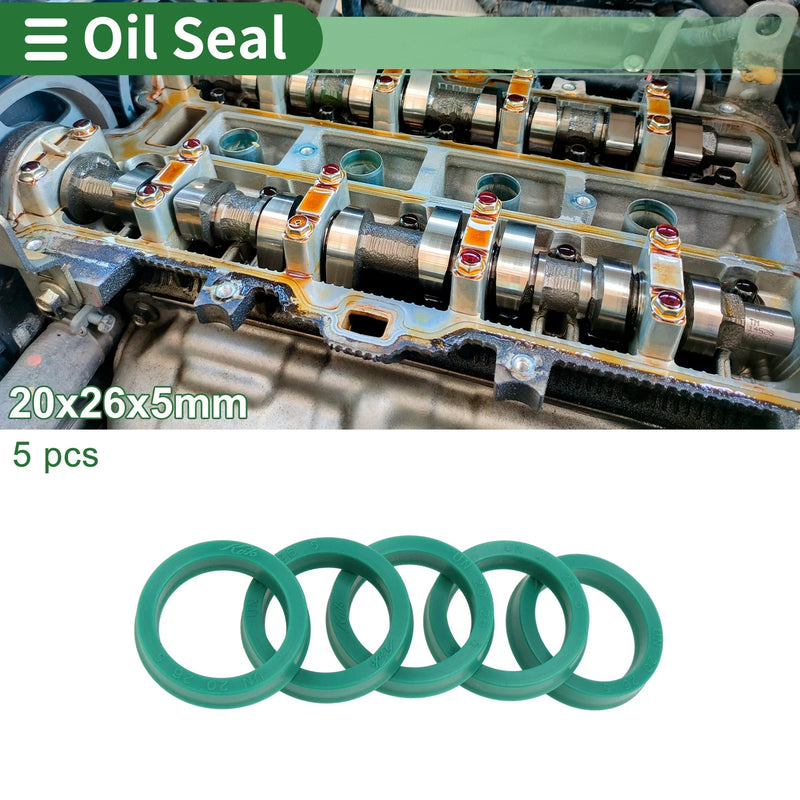 Make Model Oil Seal 20x26x5mm Rotary Shaft Seal TPU Green 5 pcs