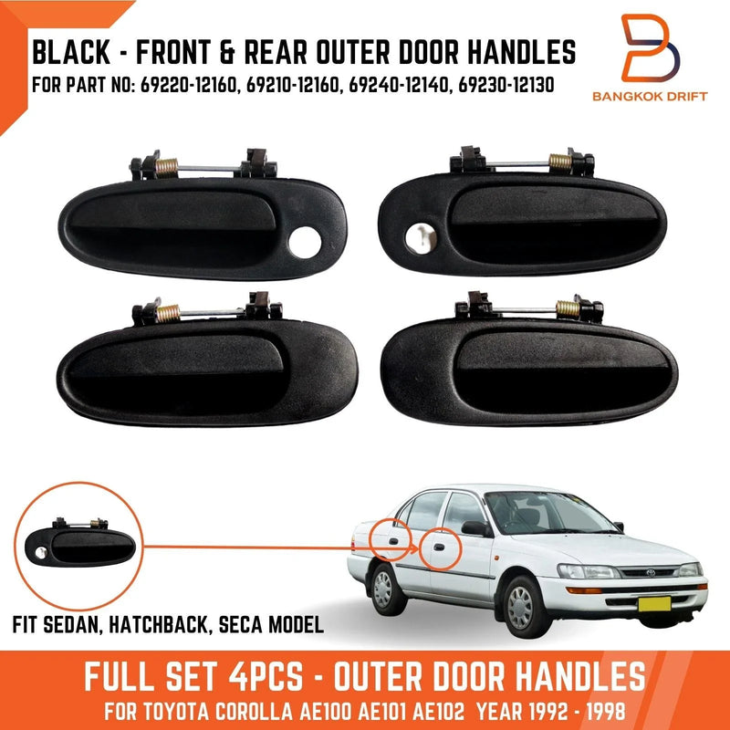 Toyota Corolla AE100 AE101 AE102 Black Outer Door Handles (1992-1998)