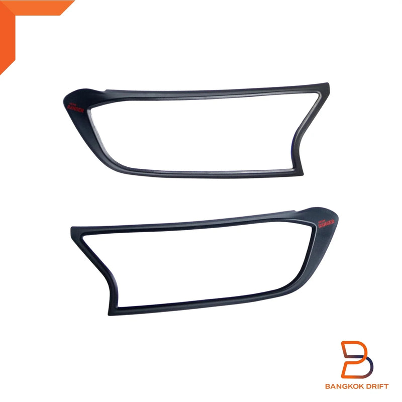 Ford Ranger Matte Black Red Logo Headlight Lamp Cover Trim (2015-2021)