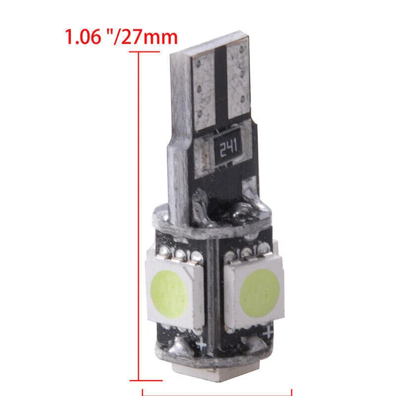 Car T10 Ice Blue LED Wedge Light Bulbs 2 x 5050 5smd (194, 168, 2825)