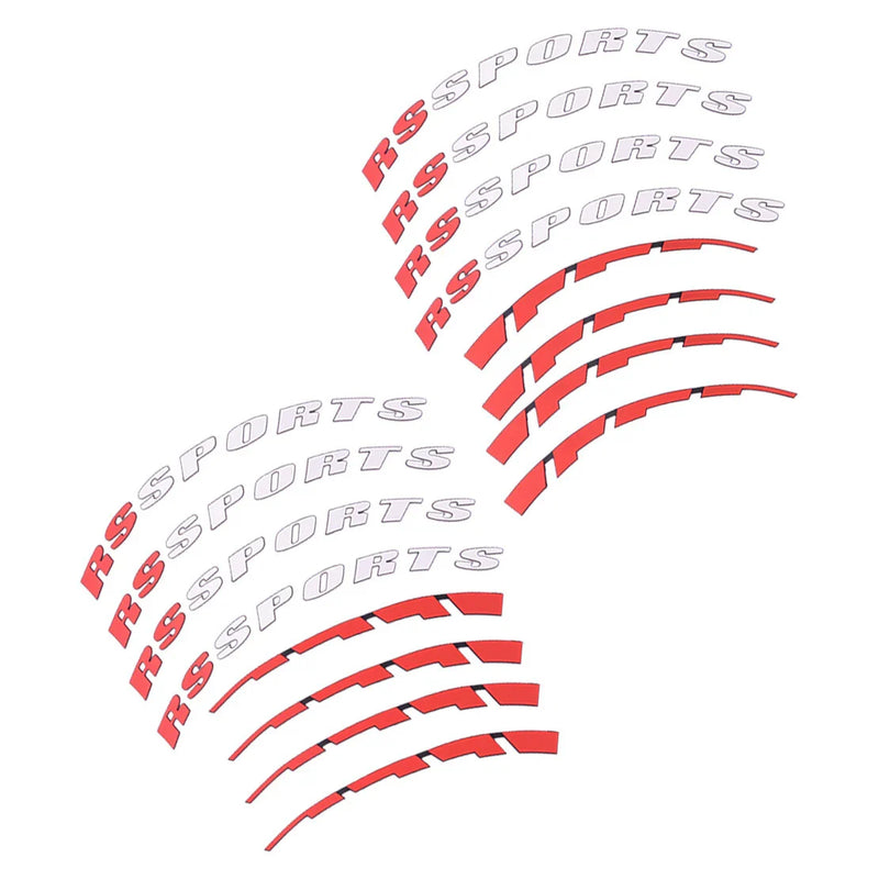 Car Wheel 14"-22" Tire Lettering Sticker Decal with Red Stripes