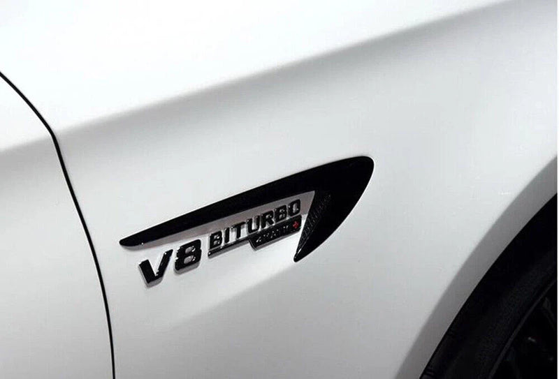 Mercedes Benz C / E / S Class 2 x Gloss Black Side Air Vent Fender Trim (2014-2021)