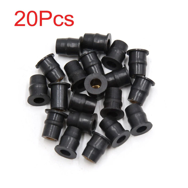 Motorcycle 20Pcs Black Rubber Windscreen Windshield Screen Well Nuts