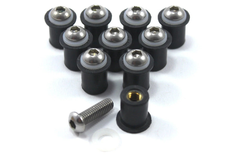 Ducati Muttern / 10x 6mm / Muttern m6 6mm + Edelstahl Bolzen