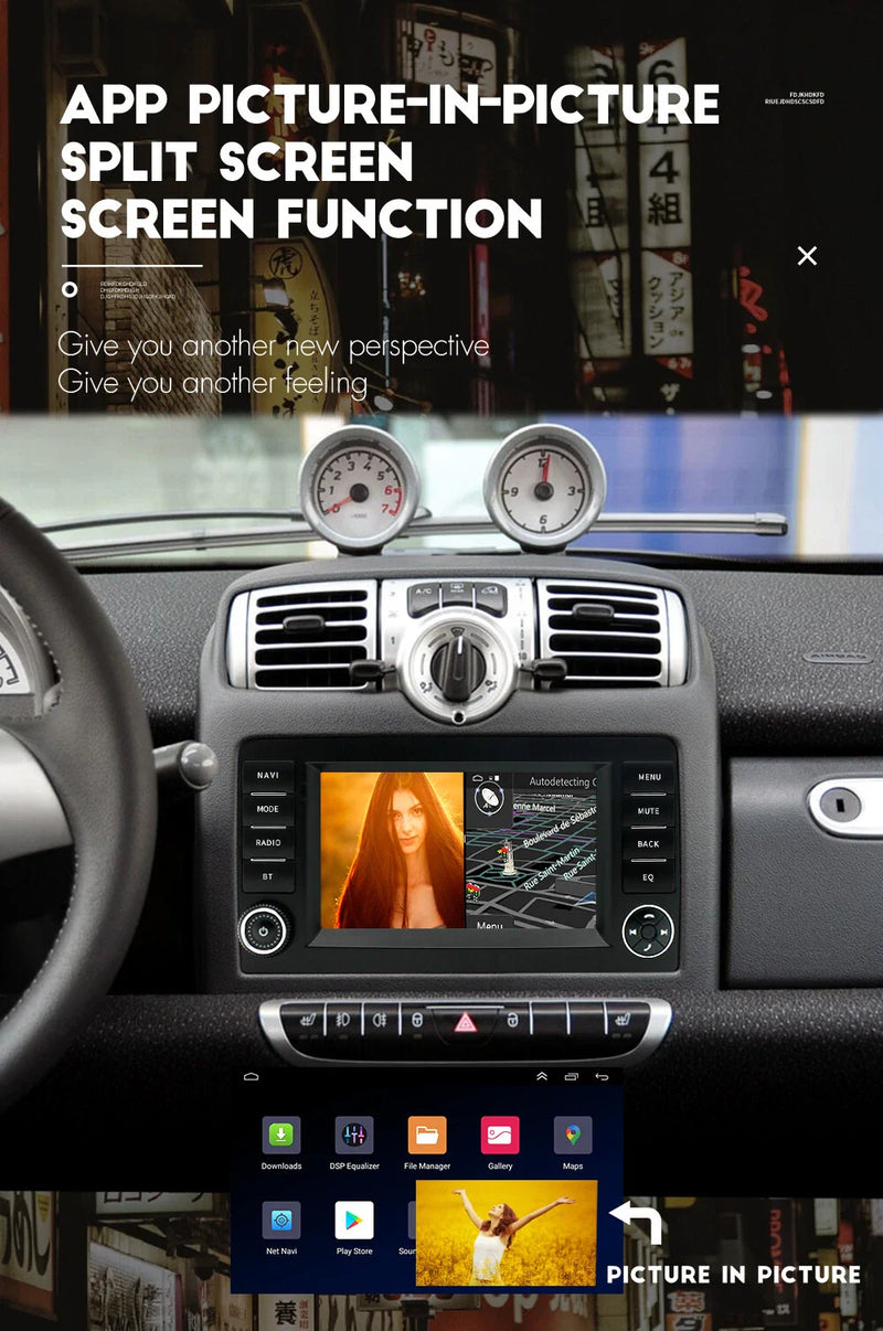 Benz Smart Fortwo 7" Android 13 Car Radio GPS WiFi (2005-2010)