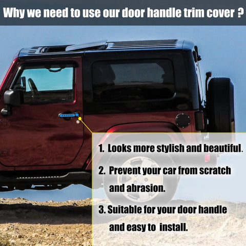 Jeep Wrangler 2 Door 3 x Door Handle Trim with Button Covers (2007-2018)