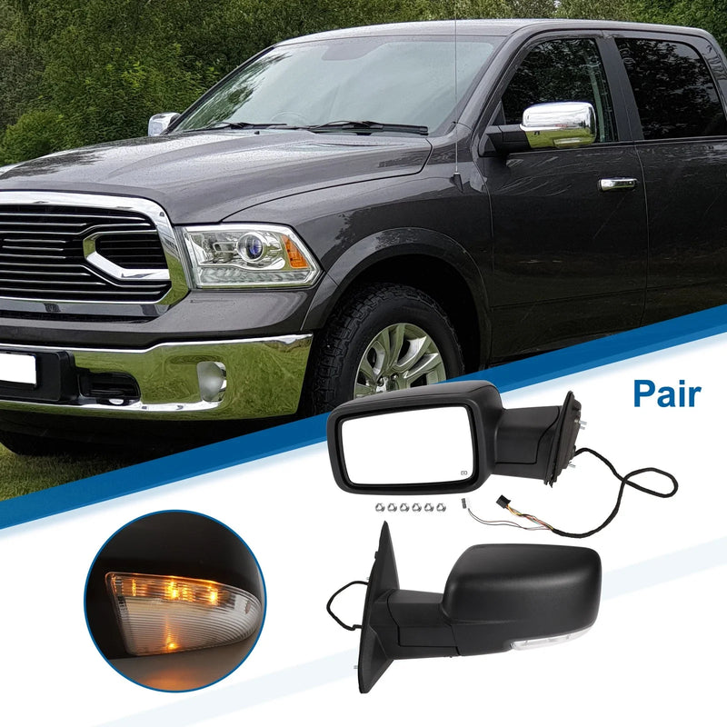 Dodge Ram 1500 Tow Mirrors with Temperature Sensor Black (2009-2018)