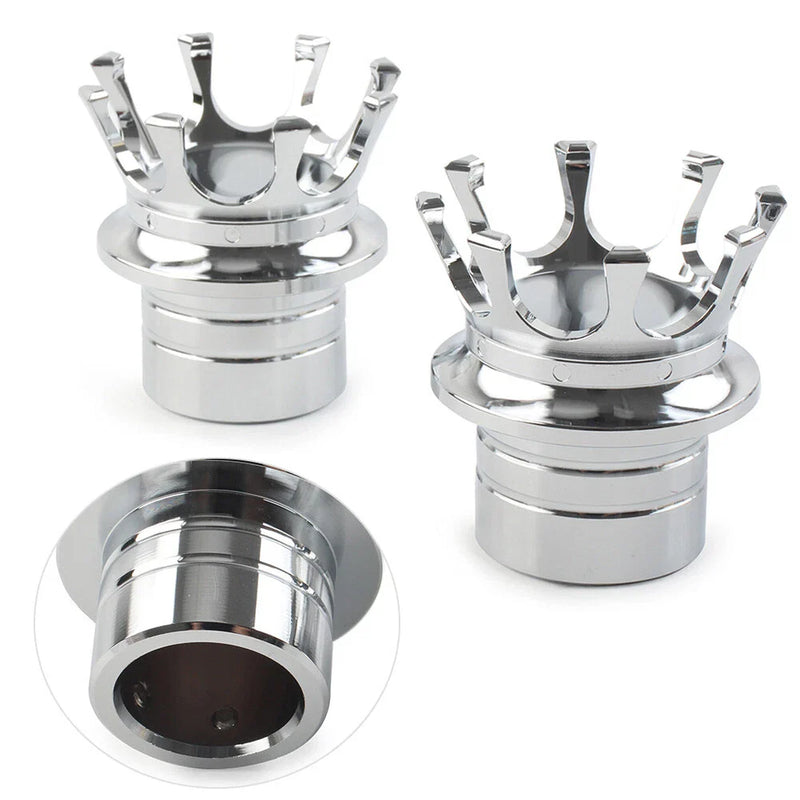 Harley Softail Sportster Road King Chrome Crown Front Axle Nut Covers