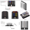 Car 10 Way Circuit ATO ATC Blade LED Fuse Box Block Holder