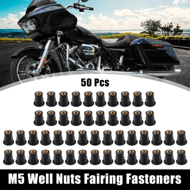 Motorcycle Convex Well Nuts 50pcs M5 Fairing Fasteners Windshield Screws