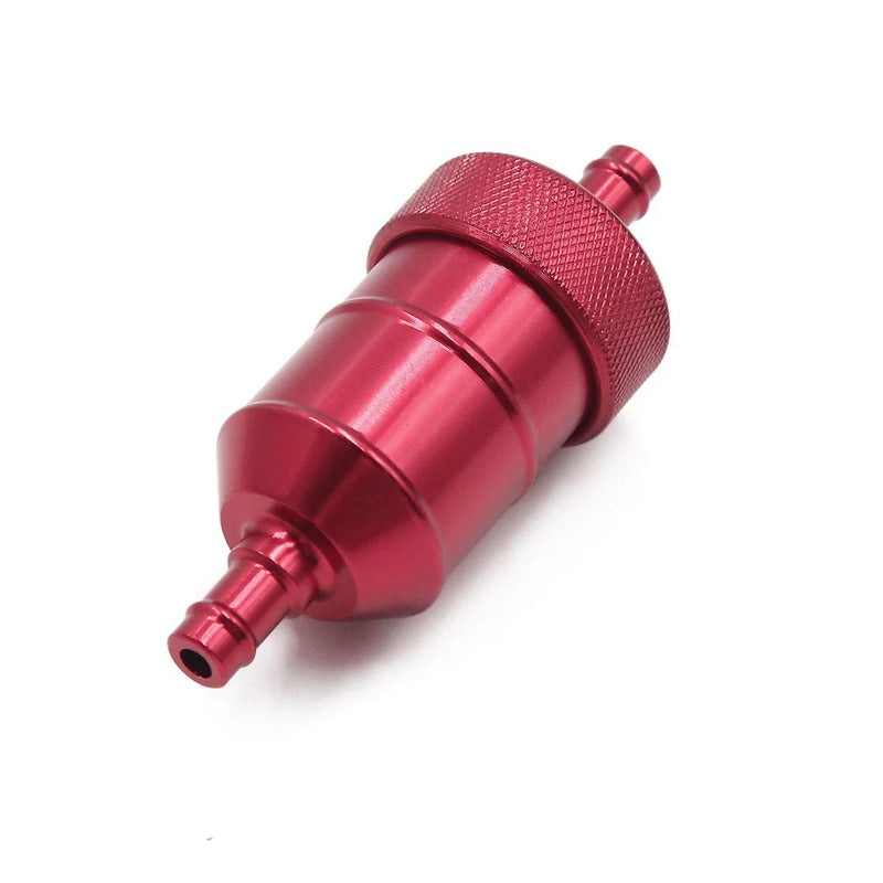 Motorcycle 8mm Dia Hose Aluminum Alloy Fuel Filter Cleaner Red