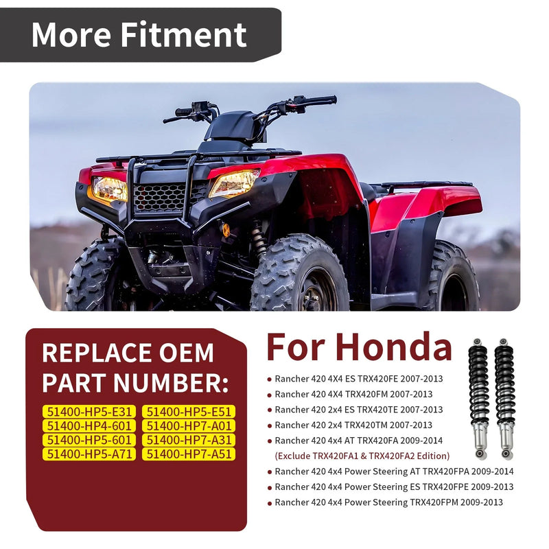 Honda Rancher 420 4x4 TRX420 Front Air Shocks Set of 2pcs (2009–2013)