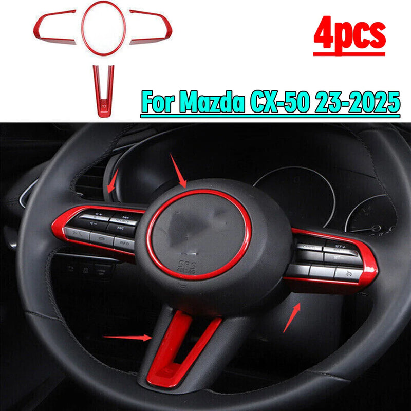Mazda CX-50 4 x ABS Red Steering Wheel Button Frame Cover Trim (2023–2025)
