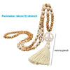Bohemian Long Necklace with Tassel, Peace Sign, Wood Beads, Fringe