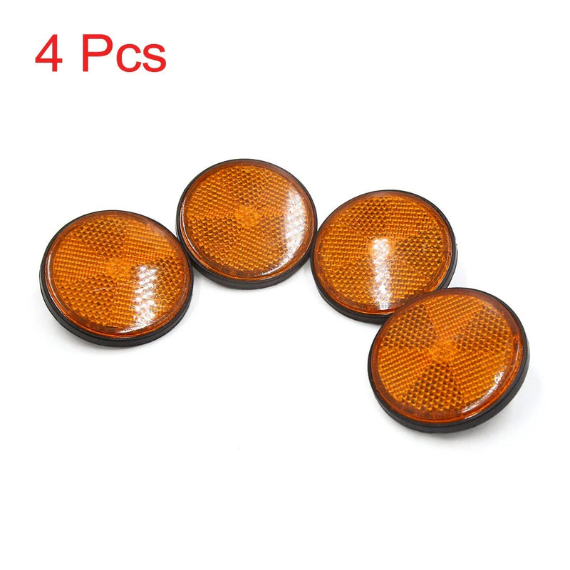 Motorcycle Scooter Amber Reflective Film 4x 6mm Thread Dia Round Type