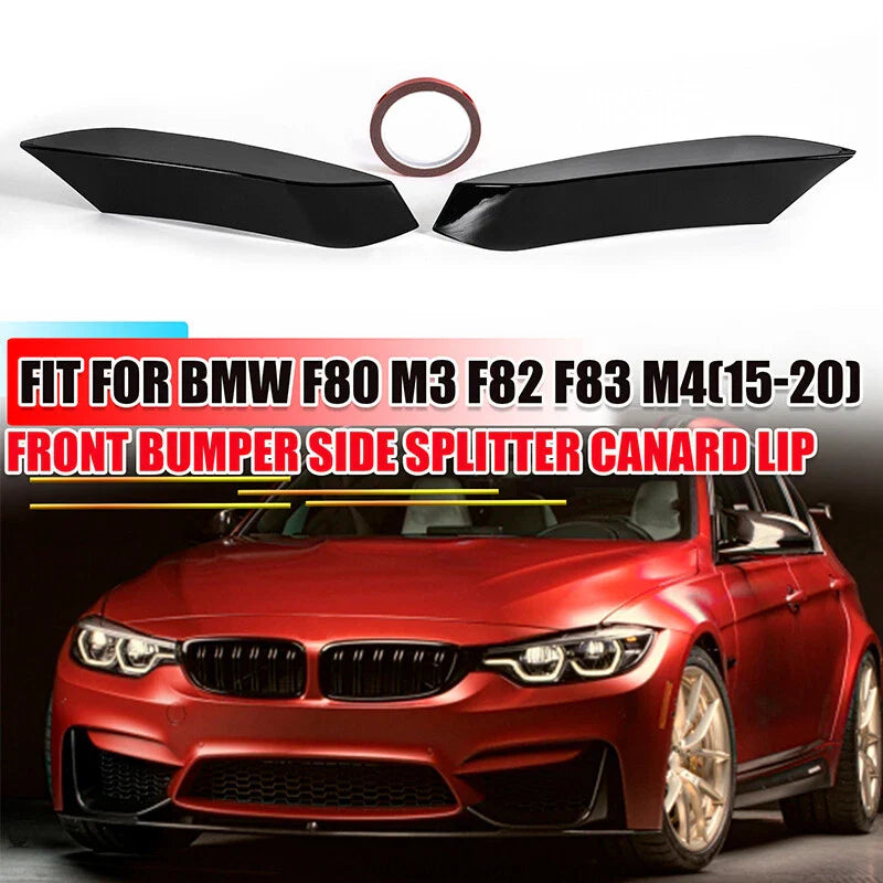 BMW F80 M3 F82 F83 M4 Glossy Black Front Bumper Air Vent Eyelid Covers (15-20)
