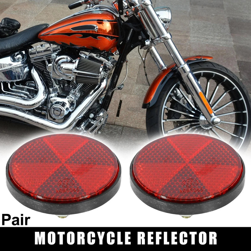 Motorcycle Bike Pair M6x1.0 Red Universal Screw Mount Warning Reflector