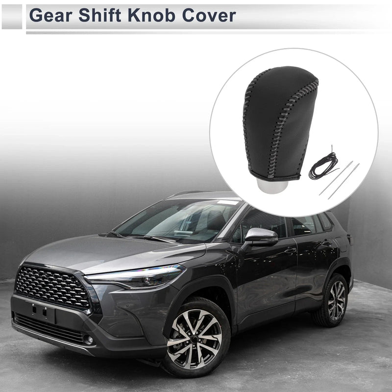 Toyota Corolla Black Grey Faux Leather Gear Shift Knob Cover (2009-2013)