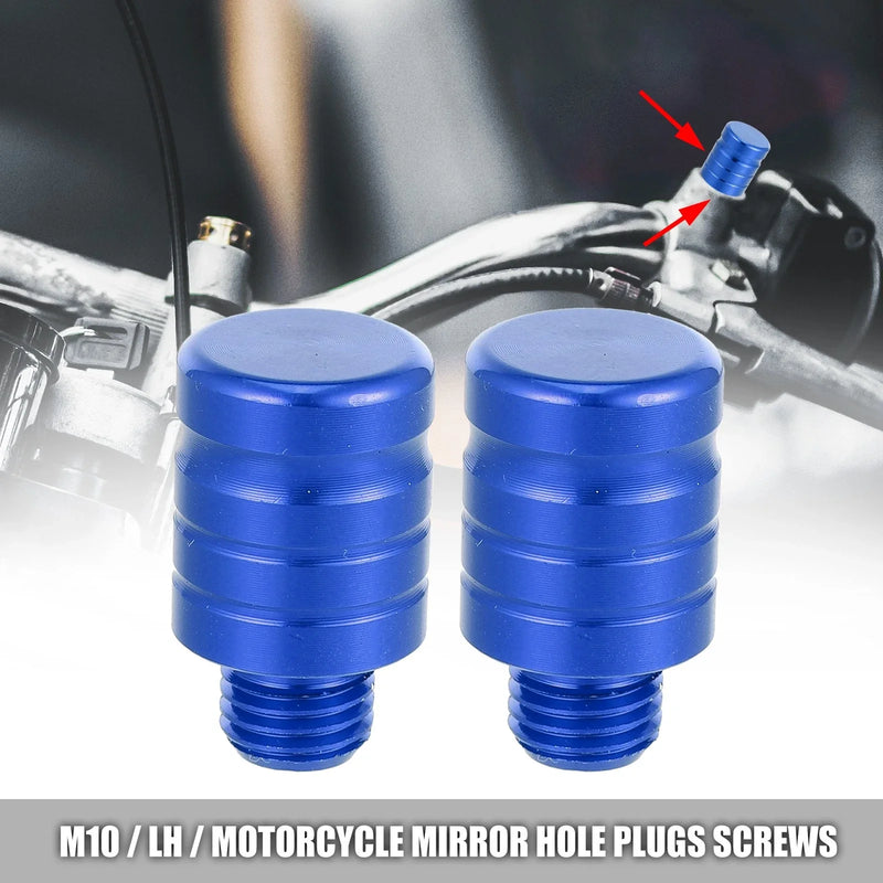 Motorcycle Mirror Hole Plug Cap Screw Blue 2 x M10x1.25