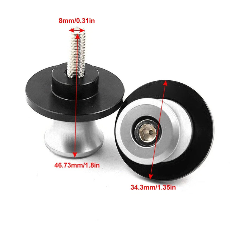 BMW S1000R S1000RR (2014-2018) - 2 x M8 Stand Screws Green Swingarm Spools