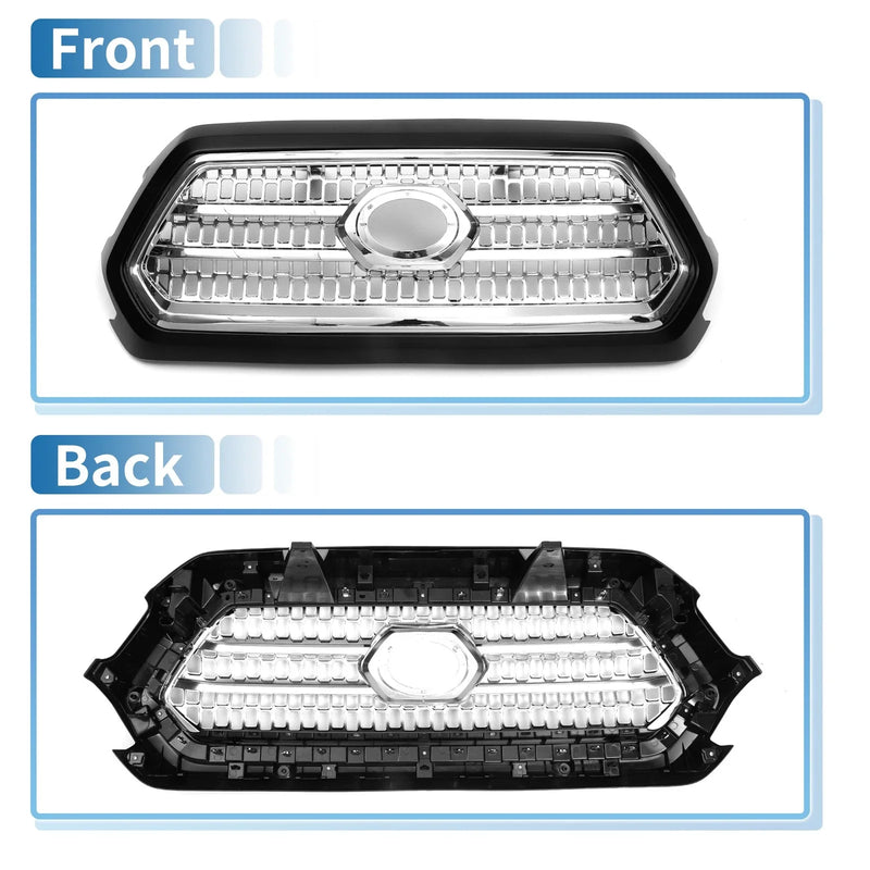 Toyota Tacoma (2016-2020) Chrome Silver Black Hood Bumper Grille