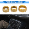 Dodge Challenger (2015-2019) - 3 x Gold Tone AC Media Tune Switch Knob Cover Ring