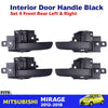 Interior Door Handle Black Set 4 Fits Mitsubishi Mirage 5D Hatchback 2012-18 D09