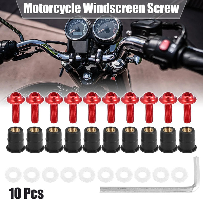 Motorcycle Screws / M5 5mm Windscreen Bolts Red